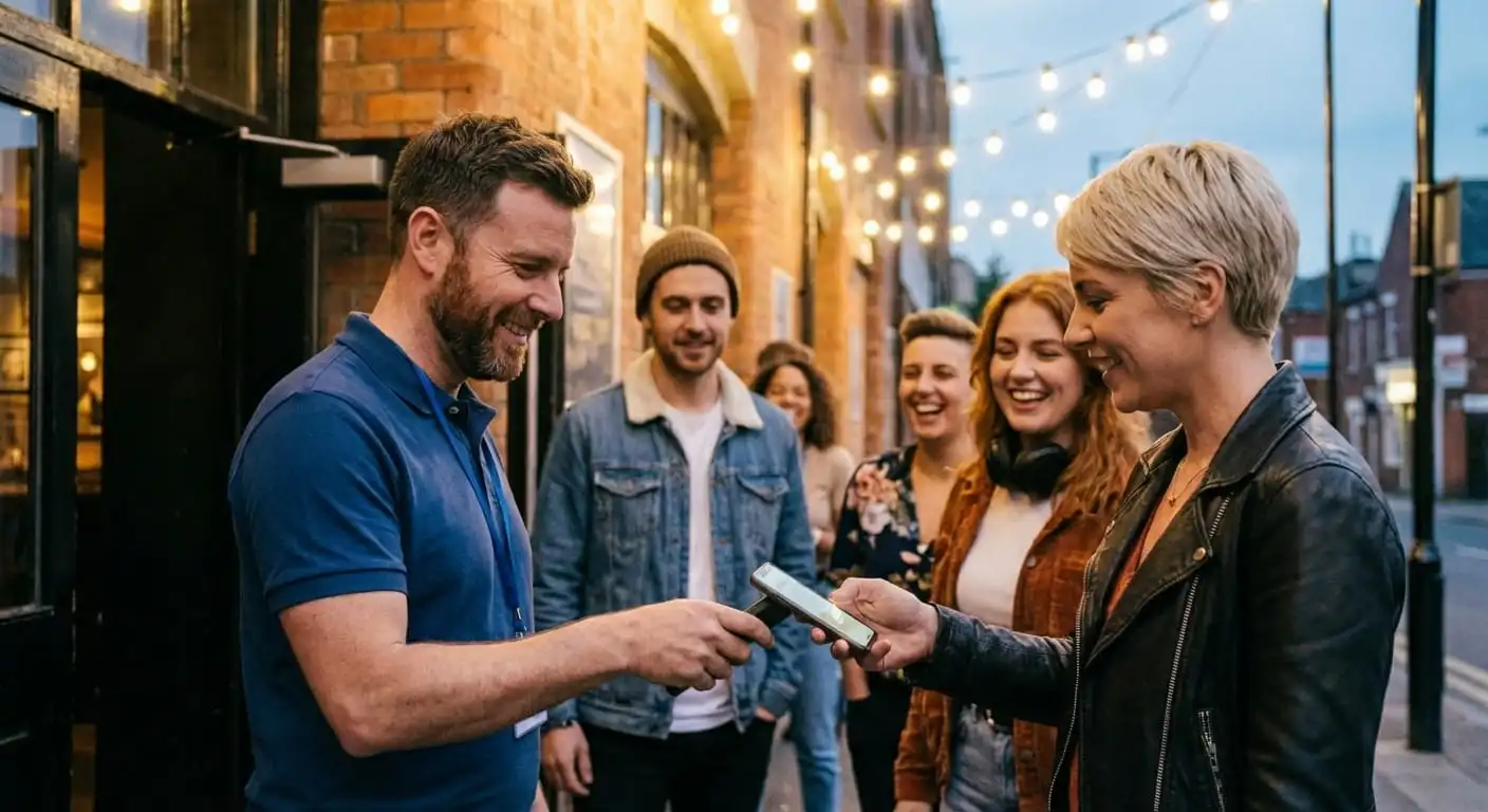 Scanning tickets at the door