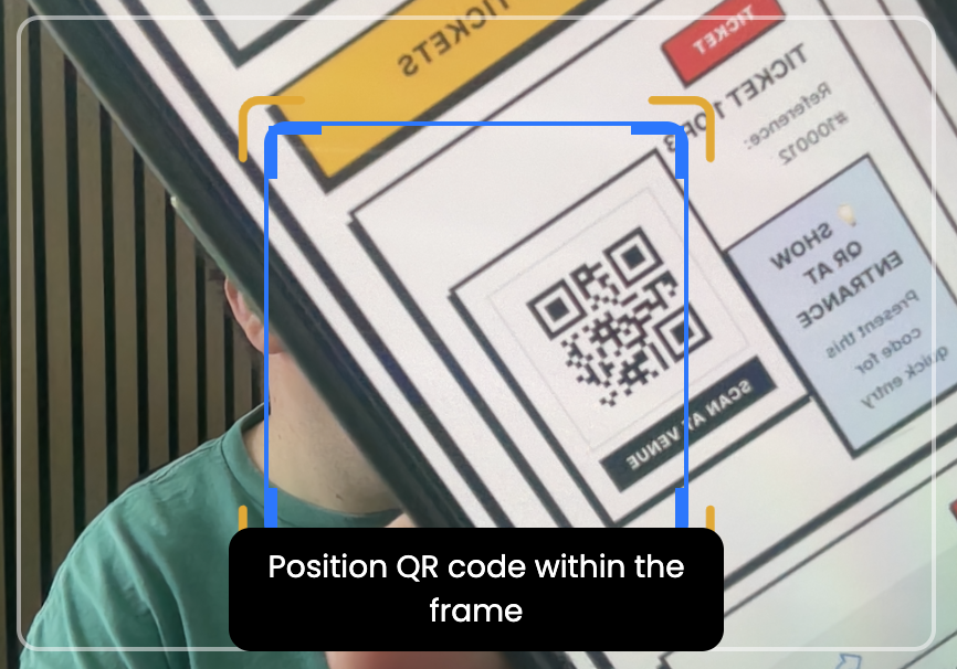 Mobile check-in interface showing QR code scanner and attendee list